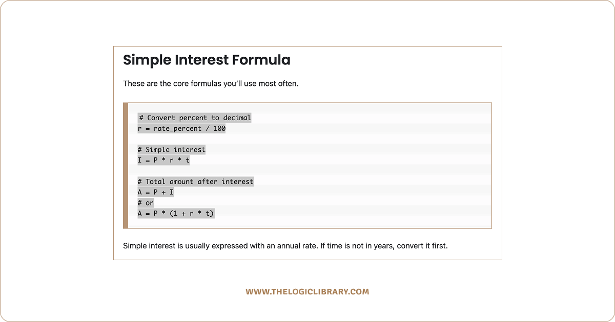 Simple Interest Formula