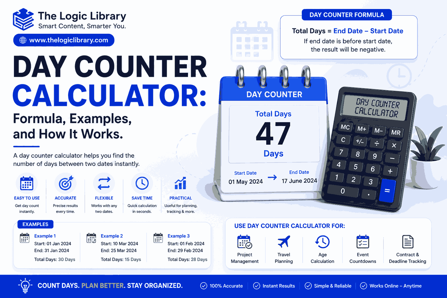 Day counter calculator infographic design