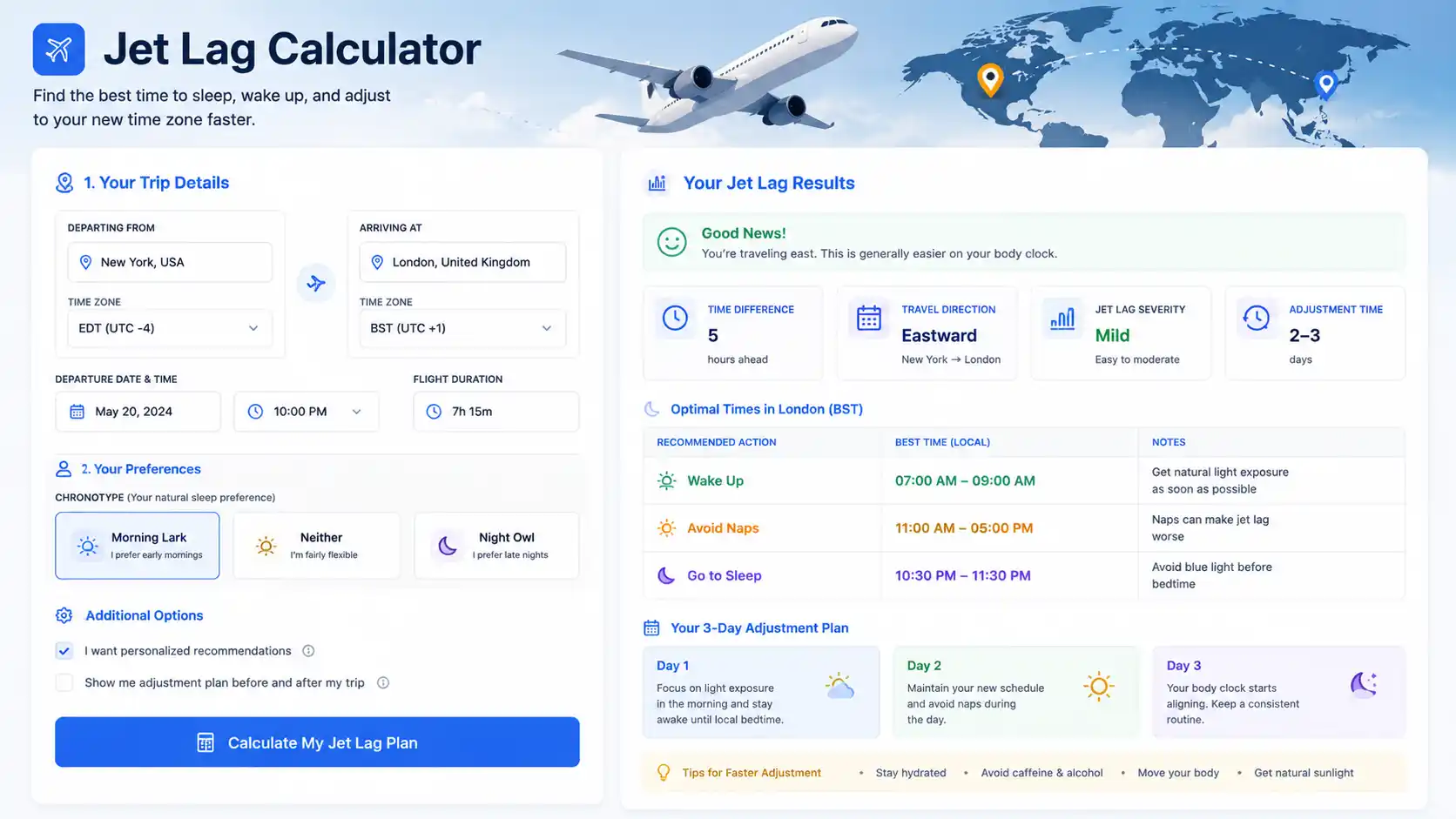 Jet Lag Calculator