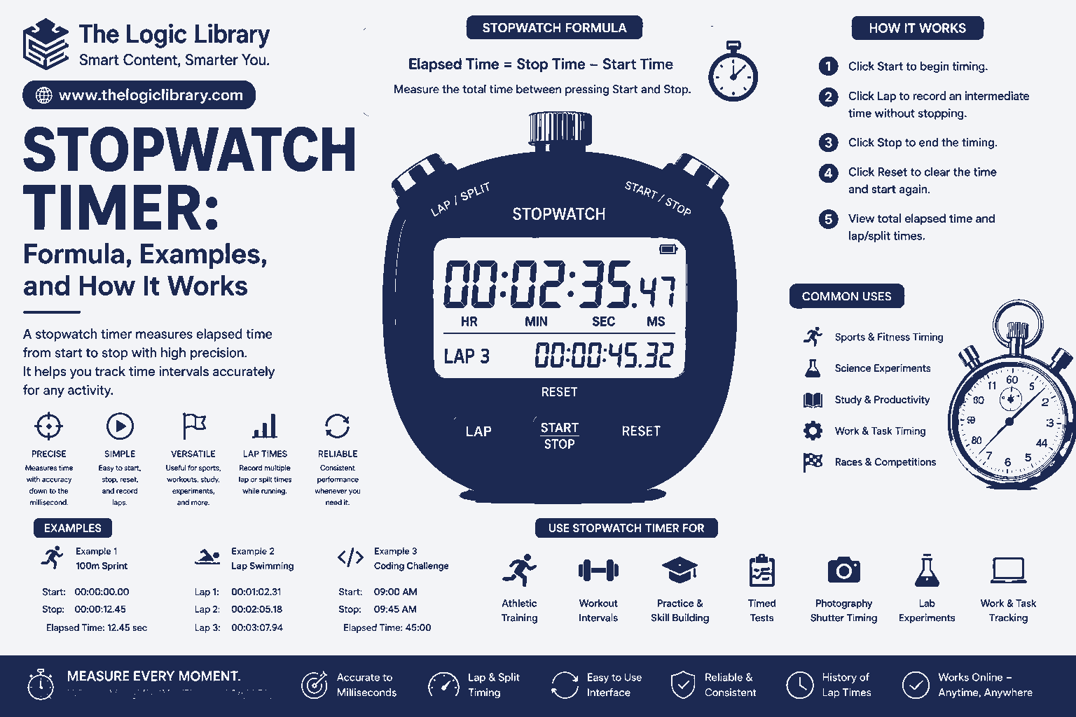 Stopwatch timer guide and features