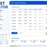 Timesheet calculator app interface mockup