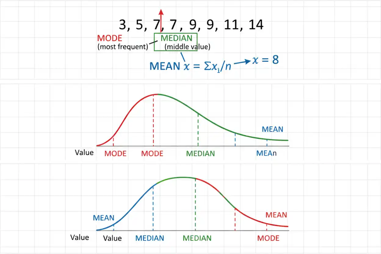 mean, median, mode
