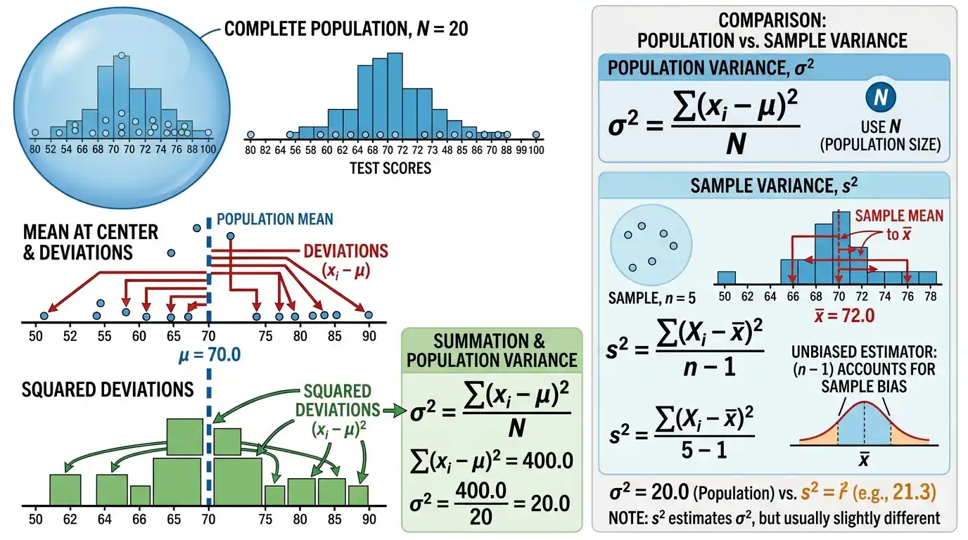 Population Variance: Definition, Formula & Example